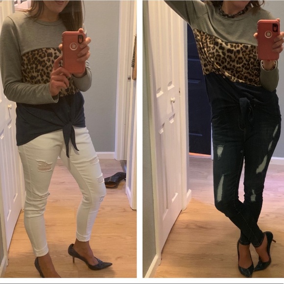 🎈Leopard Top‎ with Tie Front - Picture 2 of 9